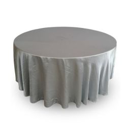 Nappe 120'' ronde satin argent