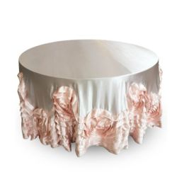 Nappe 120'' ronde satin rosette blush