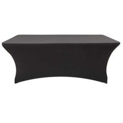 Nappe en spandex noire pour table de 6 pieds