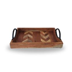 Plateau de service en bois avec poignes 12'' x 18''