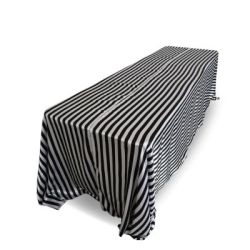 Nappe 90x132 satin rayures blanches et noires
