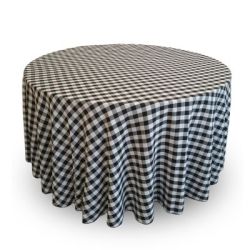 Nappe 120'' ronde carreaut blanche et noire