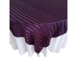 Sur-nappe 72x72 satin prune avec rayures
