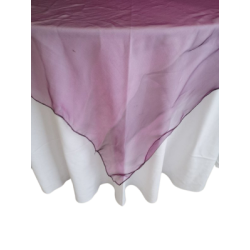 Sur-nappe 72x72 organza mauve
