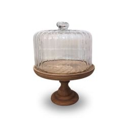 Cloche  gteau en sur pied en bois 9,5''
