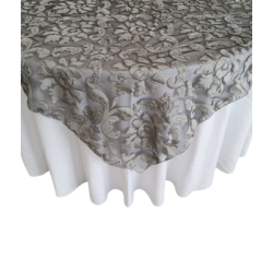 Sur-nappe 72x72 organza floral grise