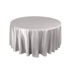 Nappe 120'' ronde satin argent