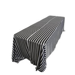 Nappe 90x156 satin rayures blanches et noires