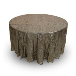 Nappe 120'' ronde noire paillette dor