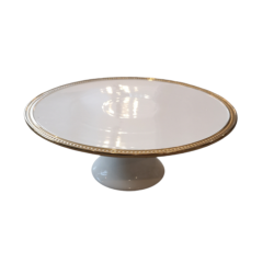 Prsentoir  gteau blanc contour dor 12''