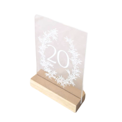 Numro de table plexi feuillage blanc