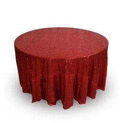 Nappe 120'' ronde paillette rouge