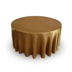 Nappe 120'' ronde satin dor fonc