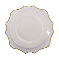 Sous-assiette antique blanche contour dor