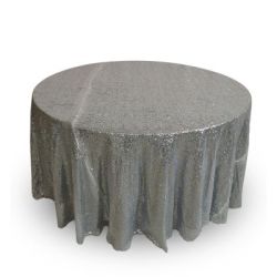Nappe 120'' ronde paillette argent