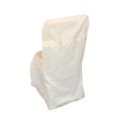 Couvre-chaise ivoire satin avec broderie