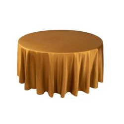 Nappe 120'' ronde satin doré foncé