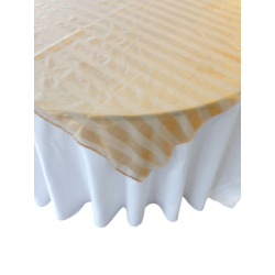 Sur-nappe organza dor avec rayures