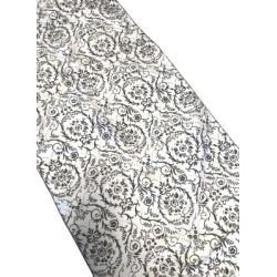 Chemin de table damassé noir et blanc 20'' x 6,5 pieds