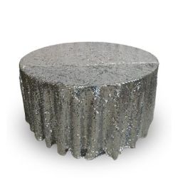 Nappe 120'' ronde grosse paillette argent