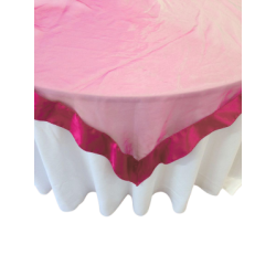 Sur-nappe organza rose fushia avec contour satin