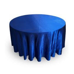 Nappe 120'' ronde satin bleu royal