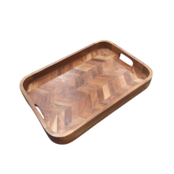 Plateau de service en bois chevron 14''x20''