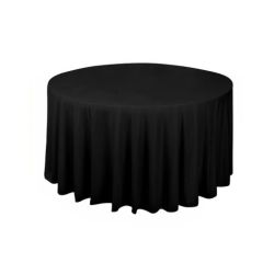 Nappe 120'' ronde satin noire
