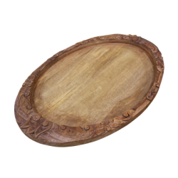 Plateau de service en bois ovale 16''x24''