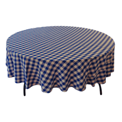 Nappe 90'' ronde carreaut bleu et blanc