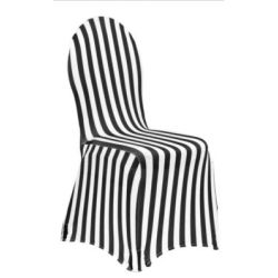 Couvre-chaise spandex rayures blanches et noires